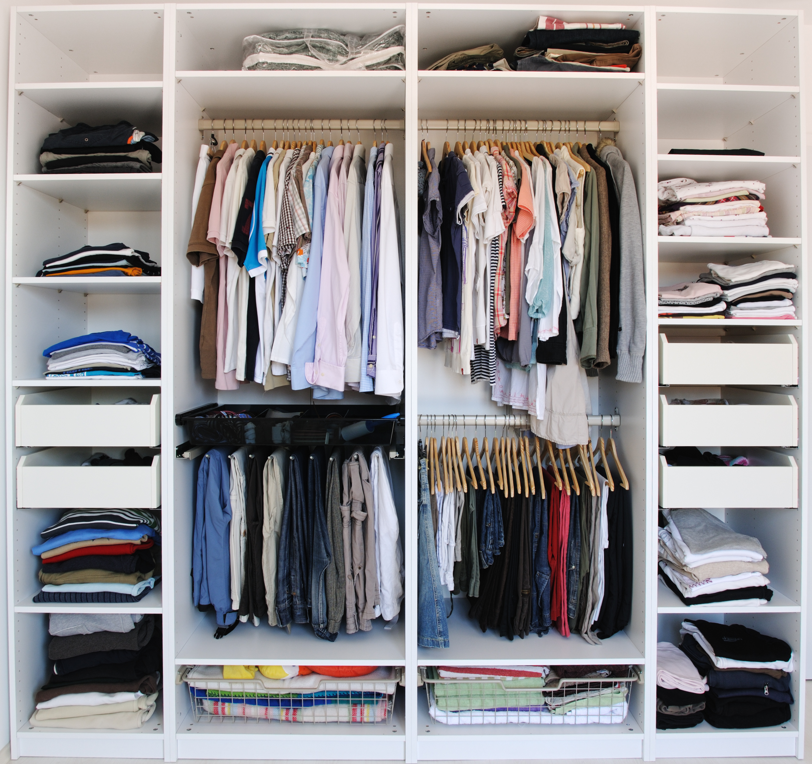 Fully organized white wardrobe